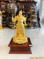 Tượng ông Quan Công bằng đồng vàng thếp vàng 9999 cao 45cm