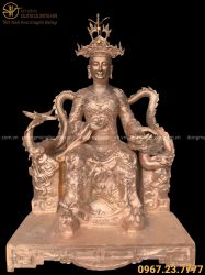 Tượng Mẫu Cửu Trùng Thiên đẹp trang nghiêm bằng đồng đỏ cao 1m5