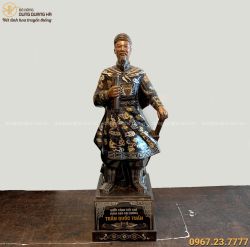 Tượng Trần Quốc Tuấn bằng đồng cao 70cm khảm ngũ sắc