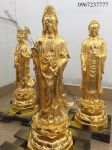 Tượng Phật tam thánh bằng đồng mạ vàng 24k