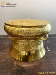 Quả trống đồng lưu niệm loại nhỏ dát vàng 9999 độc đáo