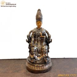 Tượng Mẫu Cửu Trùng Thiên đồng đỏ khảm tam khí cao 60cm