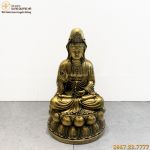 Tượng Phật Quan Âm đẹp tôn nghiêm bằng đồng vàng cao 40cm