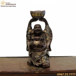 Tượng Phật Di Lặc phúc lộc bằng đồng khảm ngũ sắc tinh xảo
