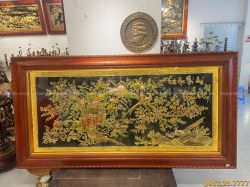 Tranh đồng Vinh Hoa Phú Quý vẽ màu có gắn đèn LED 2m3x1m2