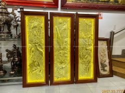 Tranh hoa sen bằng đồng vàng tinh xảo kích thước 1m51 x 52cm