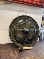 Chiêng đồng cao cấp chạm hoa văn song long đường kính 80 cm