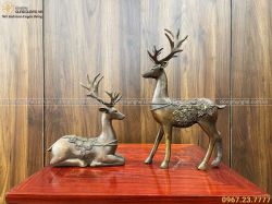 Tượng hươu đồng làm màu giả cổ cao  61cm x dài 41cm x rộng 14cm nặng 10kg