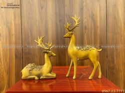 Hươu phong thủy đồng vàng thiêng liêng kích thước 28x16x5 cm nặng 1,8kg