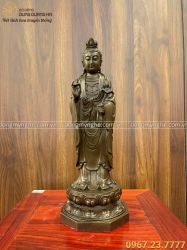 Tượng Đại Thế Chí Bồ Tát hun xuống màu giả cổ 40 x 13 x 13 cm nặng 3kg