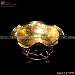 Bát nước thả hoa tụ lộc bằng đồng vàng đường kính 24 cm