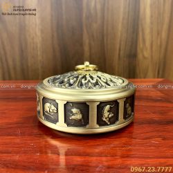 Lư xông trầm đồng vàng chủ đề 12 con giáp