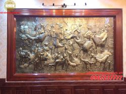 Tranh Sen Hạc Bằng Đồng Chạm Thủ Công Tinh Xảo