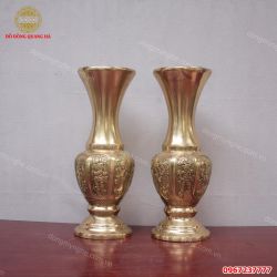 Lọ hoa đồng vàng cao cổ 30cm đúc theo yêu cầu