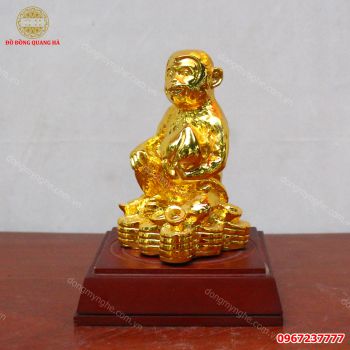 Tượng khỉ phong thủy bằng đồng mạ vàng 24k cực đẹp