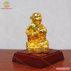 Tượng khỉ phong thủy bằng đồng mạ vàng 24k cực đẹp