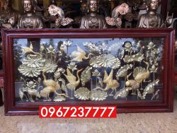 Tranh sen hạc - tranh phong thủy cát tường năm mới 2019