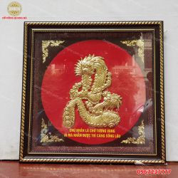 Tranh chữ Nhẫn hóa rồng bằng chữ Hán 60cm x 60cm