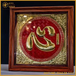 Tranh chữ tâm đồng vàng khung nhựa giả gỗ