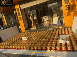 Quả trống đồng lưu niệm mạ vàng đường kính 12cm - quà tặng sự kiện cao cấp