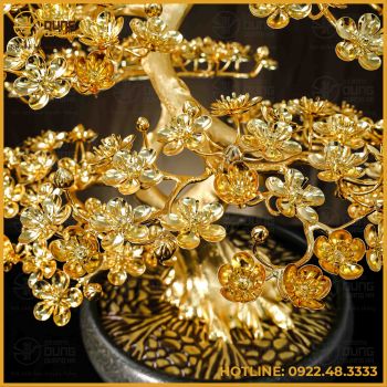 Quà tặng chậu mai đồng vàng mạ vàng cao 75cm