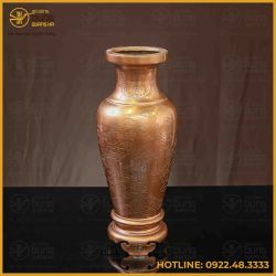 Lọ hoa họa tiết rồng đồng đỏ phủ bóng cao 38cm