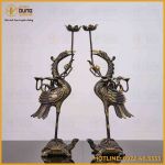 Đôi hạc thờ đồng vàng hai lai cao 45cm