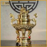 Đỉnh song long chầu nguyệt bằng đồng catut cao 50cm