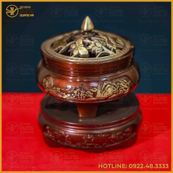 Trầm sen bướm đồng vàng hai lai cao 11cm đường kính 8cm