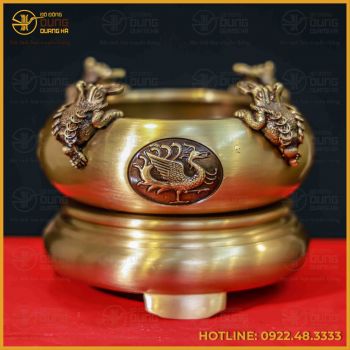 Trầm xoay đồng vàng cao 10cm đường kính 11cm