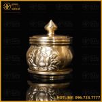 Chóe thờ chạm hoa sen bằng đồng catut cao 7cm