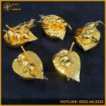 Bộ cơi trầu 5 quả đồng vàng mạ vàng 24K