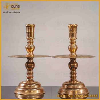 Đôi nến rồng phượng đồng đỏ cao 60cm