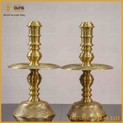 Đôi nến song long đồng vàng mộc cao 50cm