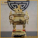 Đỉnh vuông đồng đỏ mạ vàng cao 50cm