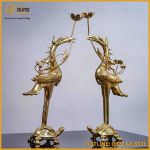 Hạc thờ đồng đỏ mạ vàng tĩnh điện cao 50cm