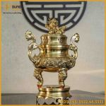 Đỉnh song long chầu nguyệt bằng đồng catut cao 50cm