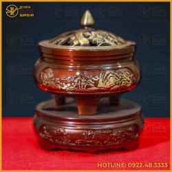 Trầm sen bướm đồng vàng hai lai cao 11cm đường kính 8cm