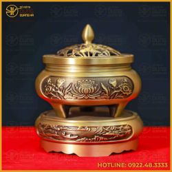 Trầm sen bướm đồng vàng cao 11cm đường kính 8cm