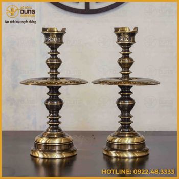 Đôi chân nến bằng đồng vàng hai công nghệ cao 65cm