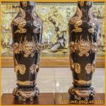 Đôi lộc bình song long chầu nguyệt đồng đỏ cạo màu