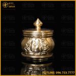 Chóe thờ chạm hoa sen bằng đồng catut cao 7cm