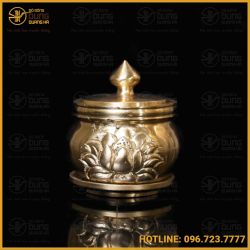 Chóe thờ chạm hoa sen bằng đồng catut cao 7cm