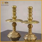 Đôi nến song long đồng vàng mộc cao 50cm
