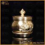 Chóe thờ chạm hoa sen bằng đồng catut cao 7cm