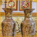 Đôi lọ lộc bình đồng đỏ khảm tam khí thường cao 1m2