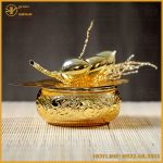 Bộ cơi trầu 5 quả đồng vàng mạ vàng 24K