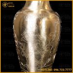Lọ hoa ám sen bằng đồng catut cao 33cm