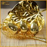 Bộ cơi trầu 5 quả đồng vàng mạ vàng 24K