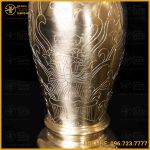 Lọ hoa ám sen bằng đồng catut cao 33cm